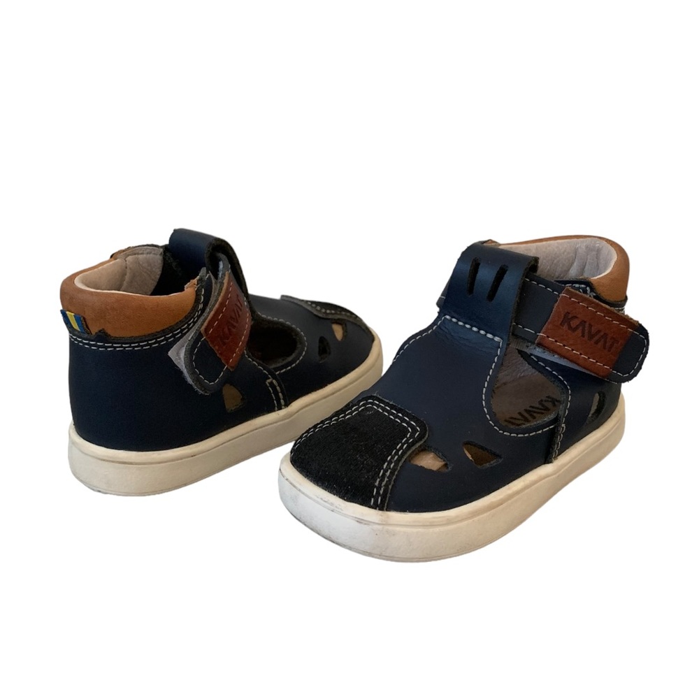 Kavat Backe XC leather shoes, blue tan, kids size 20 EU (4.5 USA)